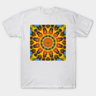 Psychedelic Hippie Orange Blue and Green T-Shirt